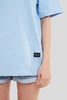 Solid Powder Blue Half Sleeves T-Shirt For Women Oversized Fit