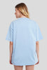 Solid Powder Blue Half Sleeves T-Shirt For Women Oversized Fit