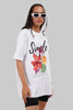 Simple Flowers White Oversized Fit T-Shirt Women Pic 1