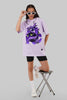 Scary Snakes Lavender Oversized Fit T-Shirt Women Pic 2