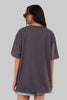 Solid Dark Grey Half Sleeves T-Shirt For Women Oversized Fit