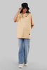 Solid Beige Half Sleeves T-Shirt For Women Oversized Fit