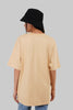 Solid Beige Half Sleeves T-Shirt For Women Oversized Fit