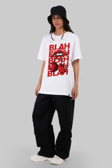 Blah White Boyfriend Fit T-Shirt Women Pic 2