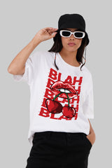 Blah White Boyfriend Fit T-Shirt Women Pic 3