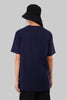 Solid Navy Blue Half Sleeves T-Shirt For Women Boyfriend Fit