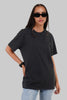 Solid Black Half Sleeves T-Shirt For Women Boyfriend Fit