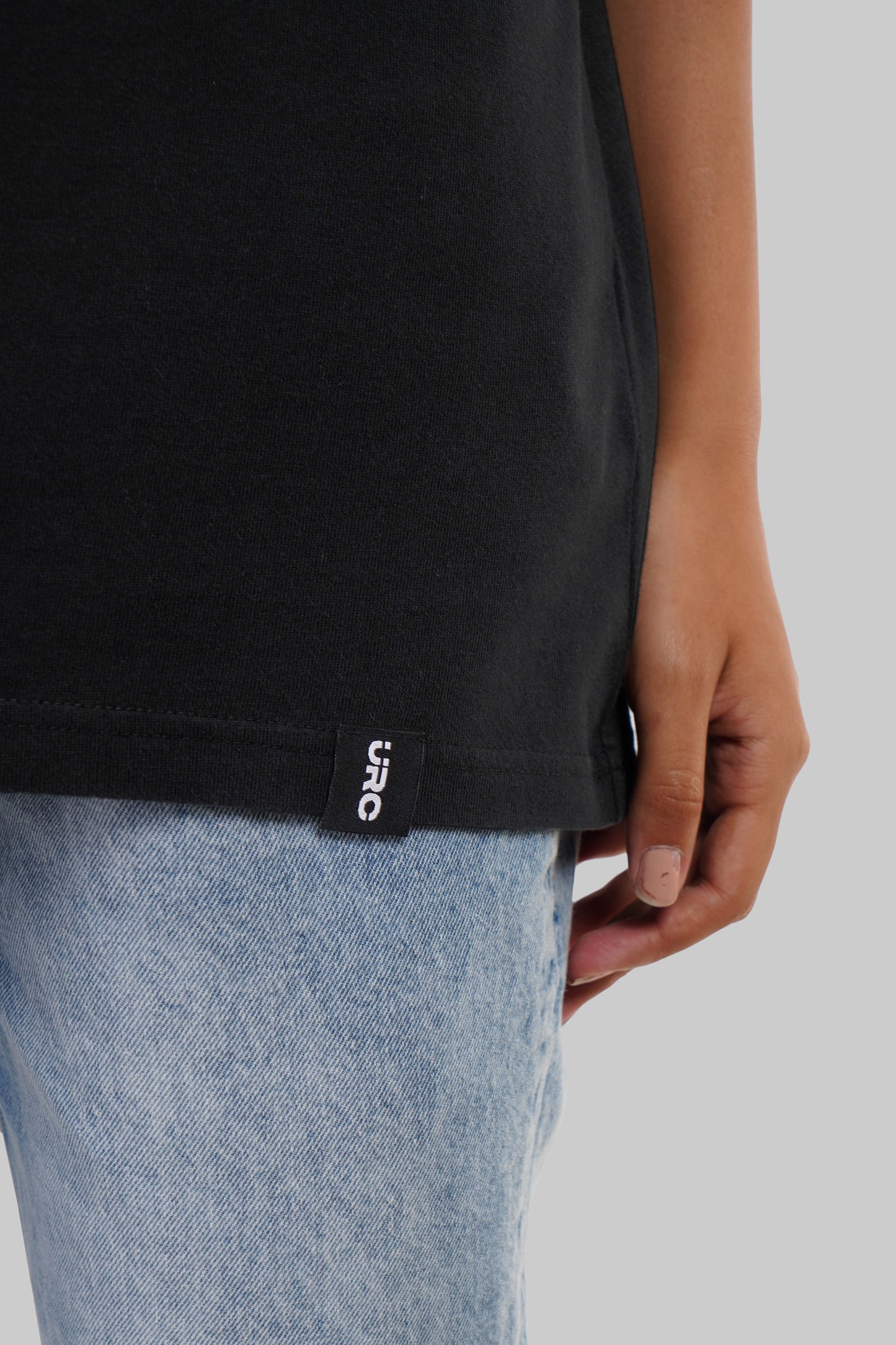Solid Black Half Sleeves T-Shirt For Women Boyfriend Fit