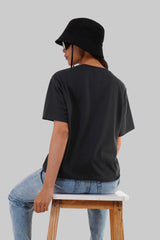 Solid Black Half Sleeves T-Shirt For Women Boyfriend Fit