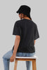 Solid Black Half Sleeves T-Shirt For Women Boyfriend Fit