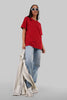 Solid Red Half Sleeves T-Shirt For Women Boyfriend Fit