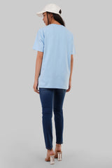Bloom Evolve Sky Blue Boyfriend Fit T-Shirt Women Pic 4