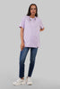 Solid Lilac Half Sleeves T-Shirt For Women Boyfriend Fit