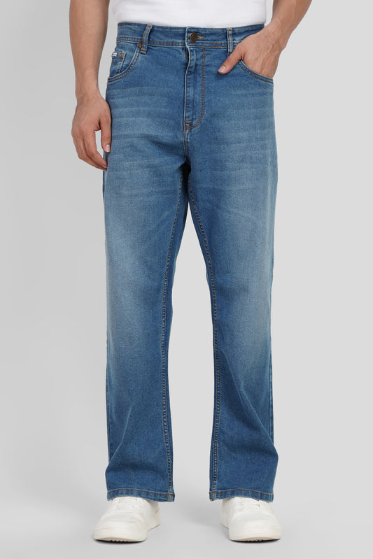 Blue High Rise Men's Bootcut Jeans Pic 1