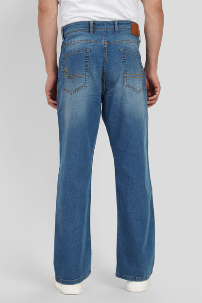 Blue High Rise Men's Bootcut Jeans Pic 3