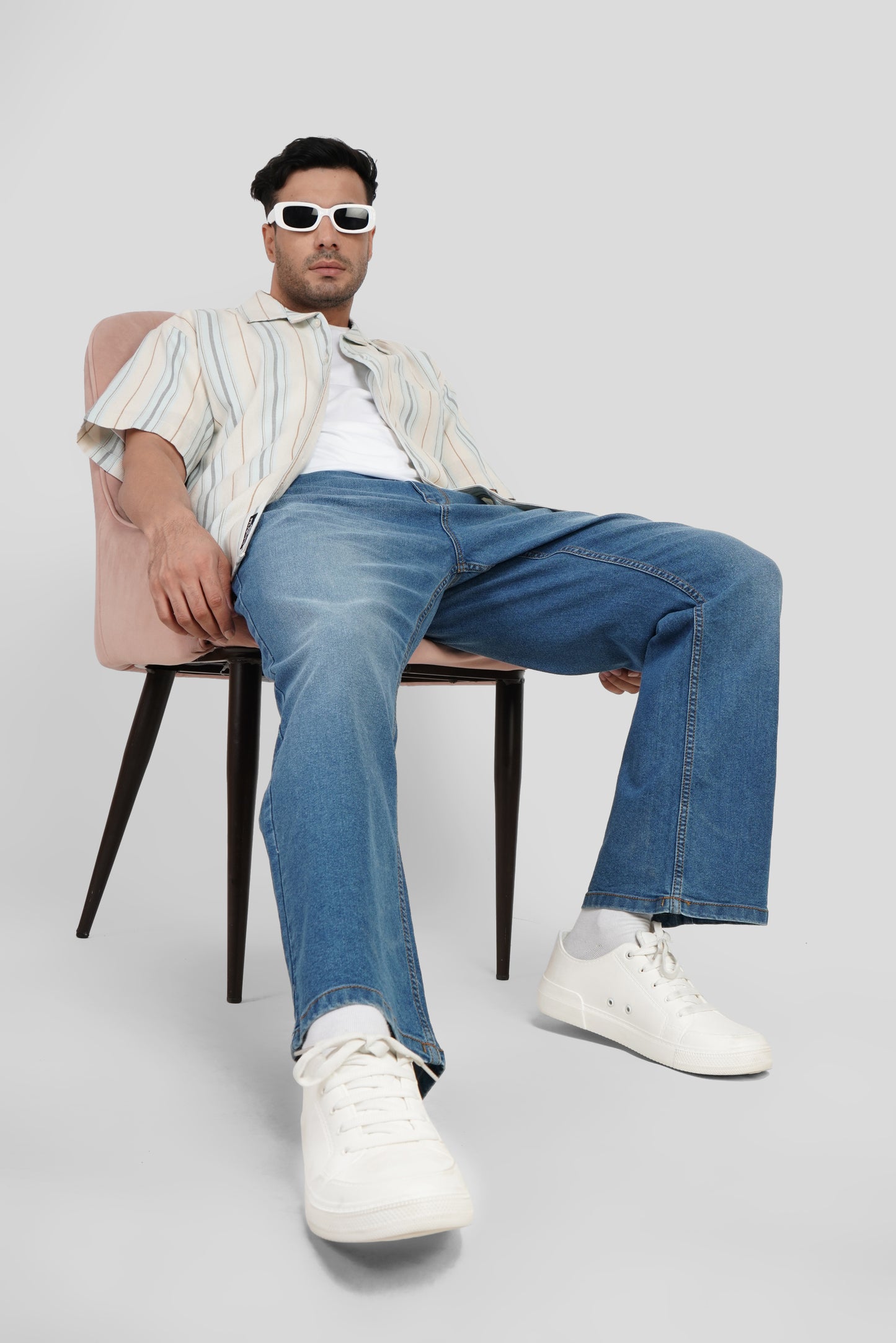 Blue High Rise Men's Bootcut Jeans Pic 2