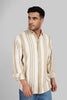 Khaki Brown Striped Textured Shirt