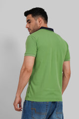 Green Contrast Collar Polo T-Shirt