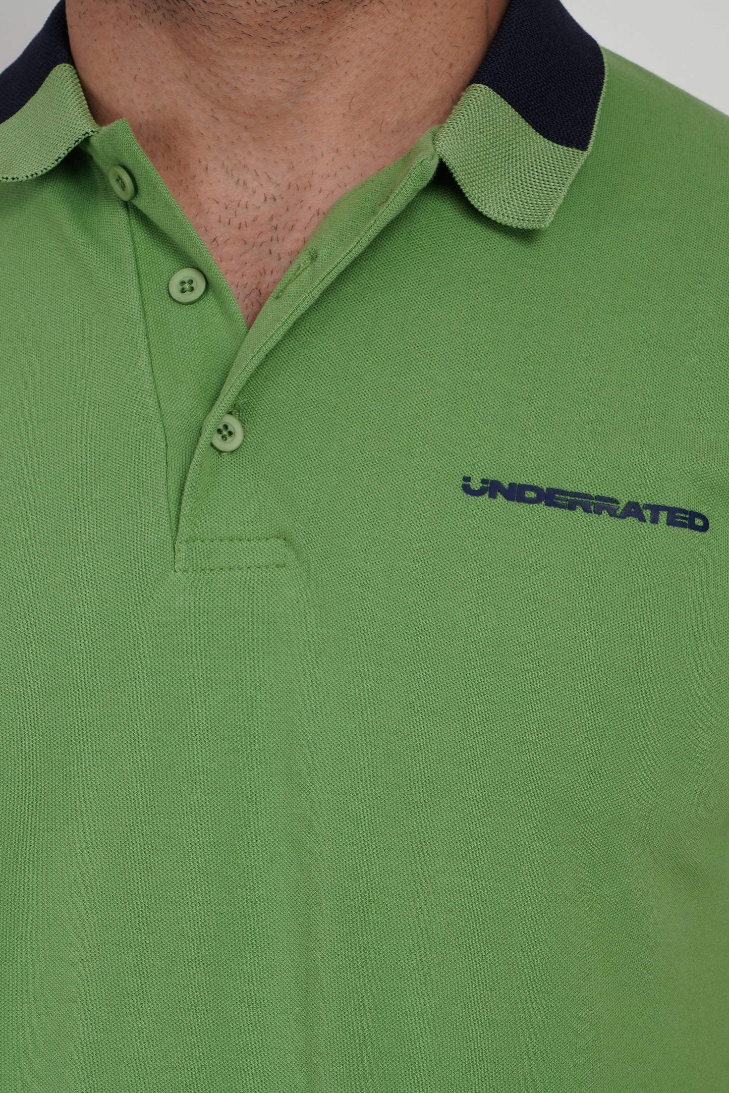 Green Contrast Collar Polo T-Shirt