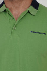 Green Contrast Collar Polo T-Shirt
