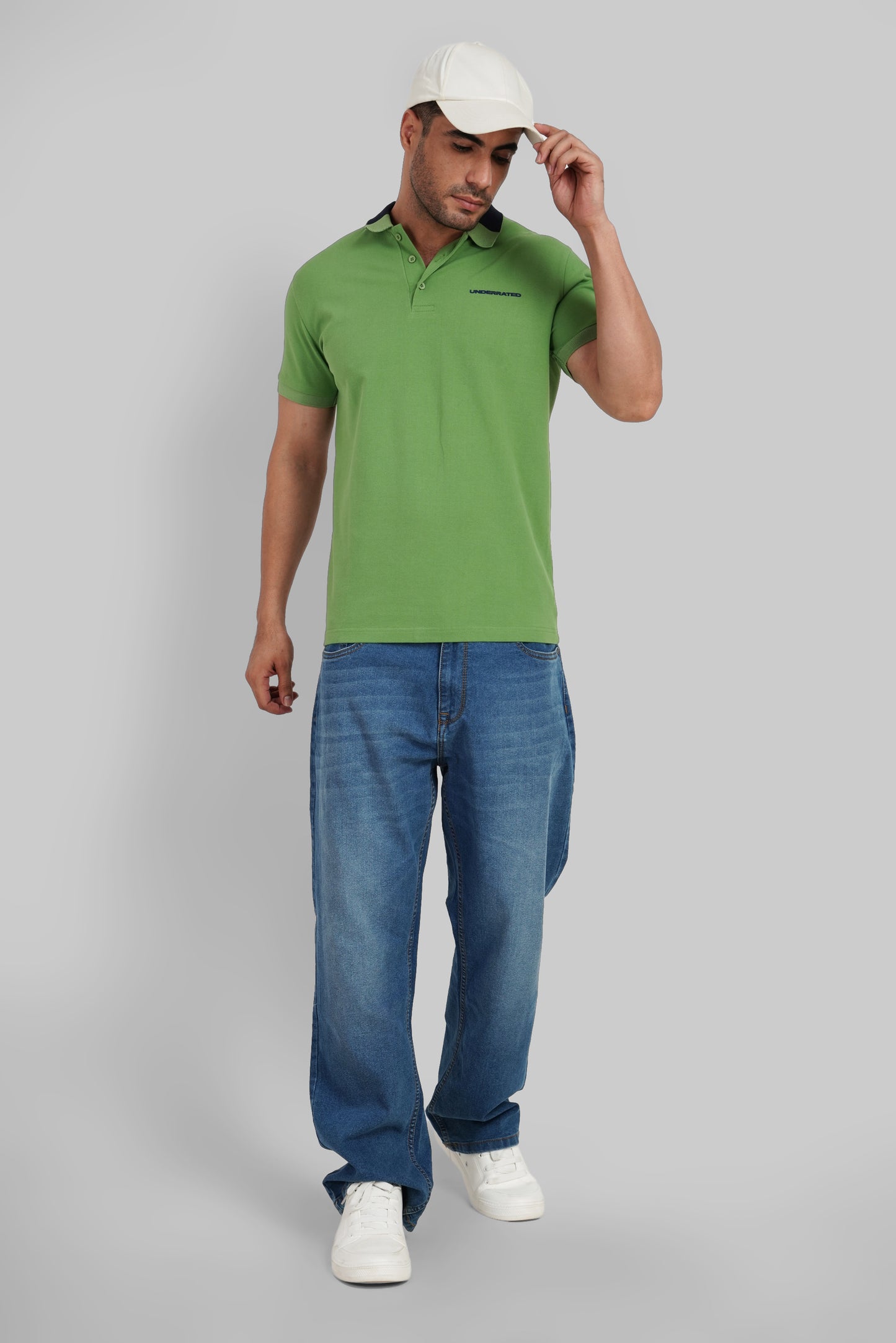 Green Contrast Collar Polo T-Shirt