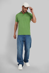 Green Contrast Collar Polo T-Shirt