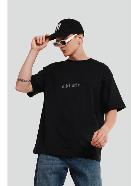 Slitherin' Black Oversized T-shirt Men