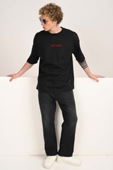Smoky Labubu Demon Black Baggy Fit T-Shirt Men Pic 3