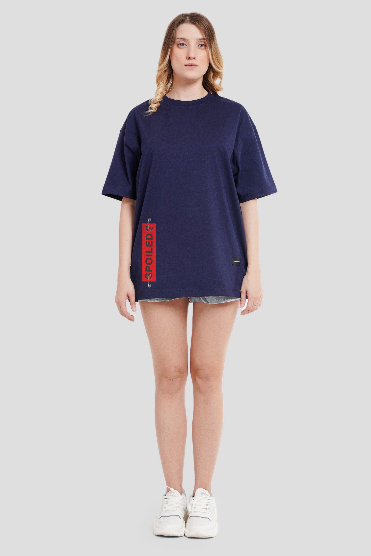 Spoiled Navy Blue Oversized Fit T-Shirt Women