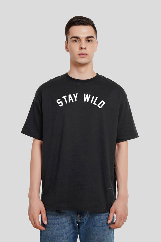 Stay Wild Tiger Black Printed T-Shirt
