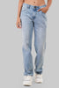 Light Blue Mid Rise Straight Women Jeans Pic 1