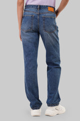 Blue Mid Rise Straight Women Jeans Pic 3