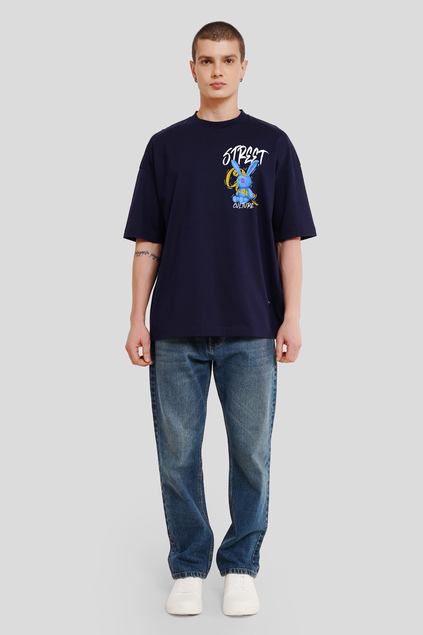 Street Culture Navy Blue Printed T-Shirt