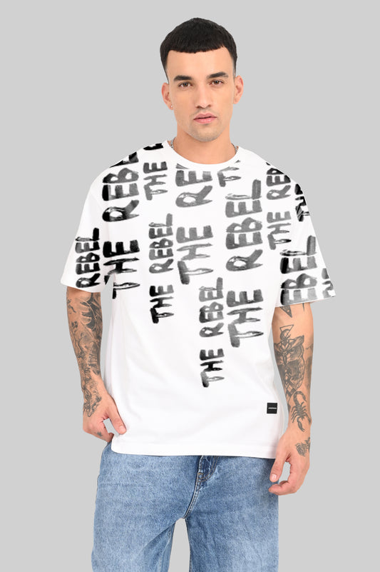 The Rebel White Oversized Fit T-Shirt Men Pic 1