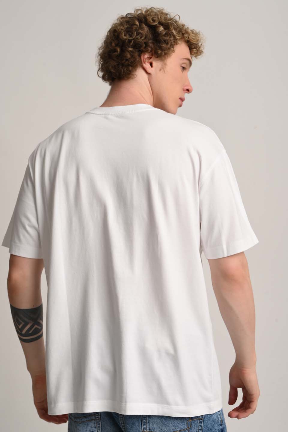This Mess is Human Minimal Art White Oversized Fit T-Shirt Men Pic 3