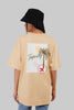 Tropical Vacation Beige Oversized Fit T-Shirt Women Pic 1
