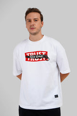 Trust No One White Baggy Fit T-Shirt Men
