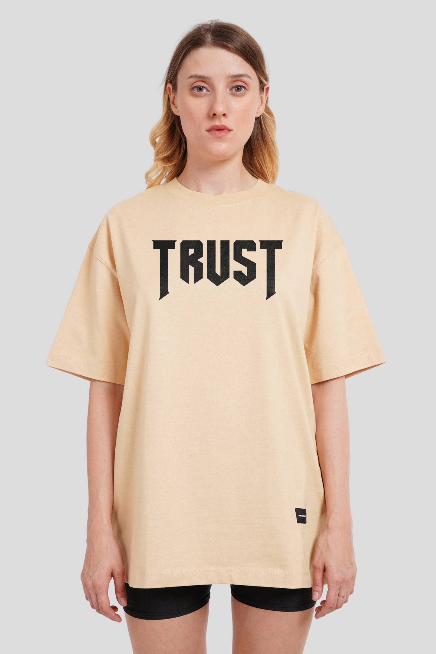 Trust Beige Oversized Fit T-Shirt Women