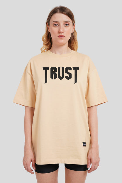 Trust Beige Oversized Fit T-Shirt Women