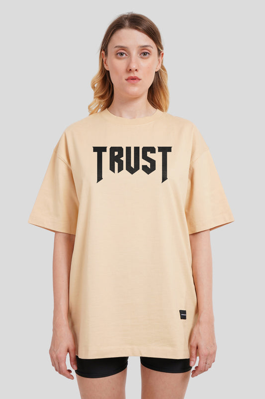 Trust Beige Oversized Fit T-Shirt Women
