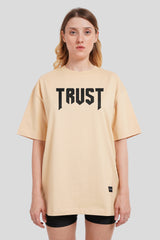 Trust Beige Oversized Fit T-Shirt Women