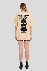 Trust Beige Oversized Fit T-Shirt Women