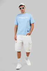 Turning Dreams into Reality Powder Blue Printed T-Shirt