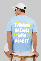 Turning Dreams into Reality Powder Blue Printed T-Shirt
