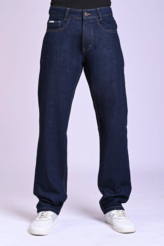 Dark Blue Washed Men's Straight Jeans
