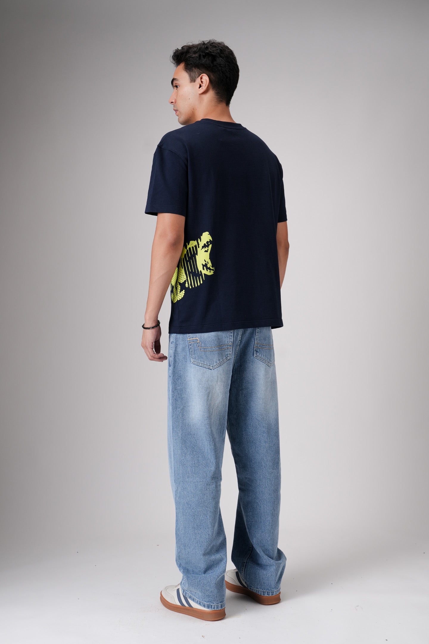 Light Grey Blue Men's Baggy Jeans