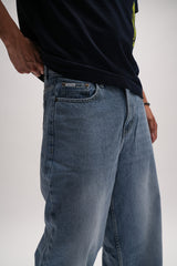 Light Grey Blue Men's Baggy Jeans