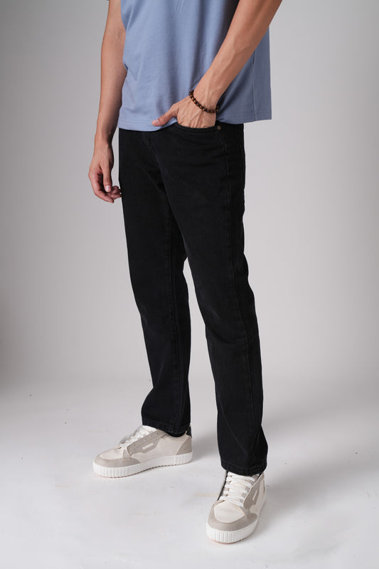 Deep Black Men's Baggy Jeans