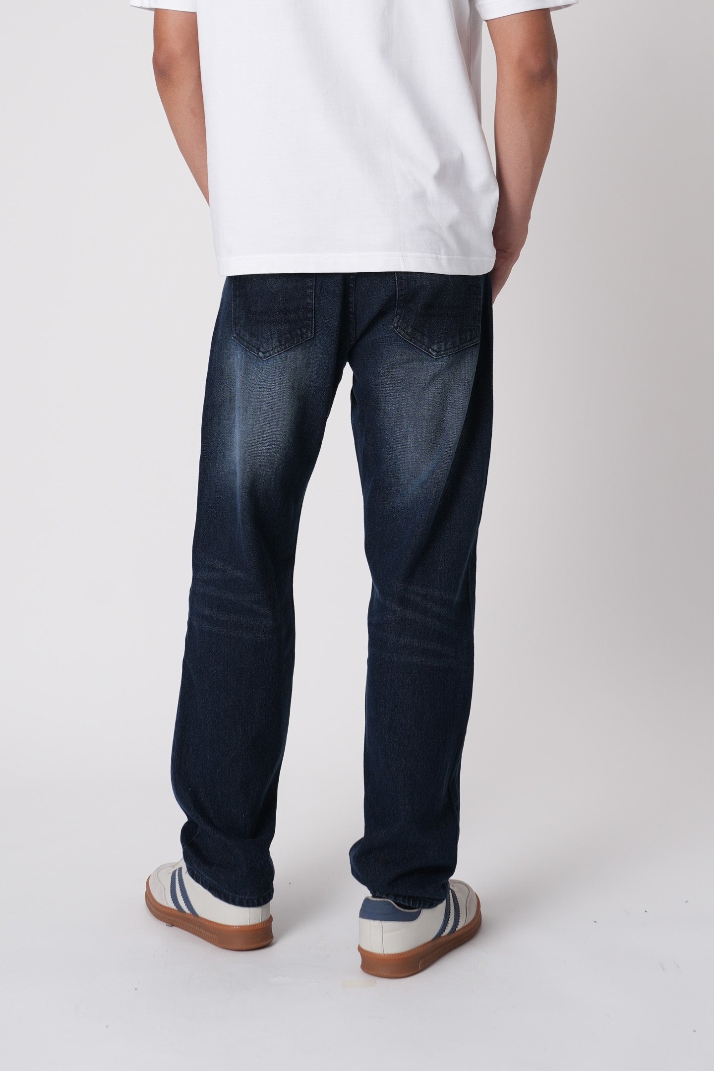 Dark Ink Blue Distressed Men's Baggy Jeans