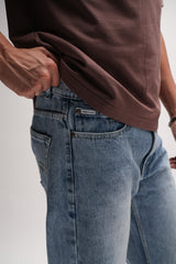 Light Blue Men's Semi-Distressed Straight Jeans